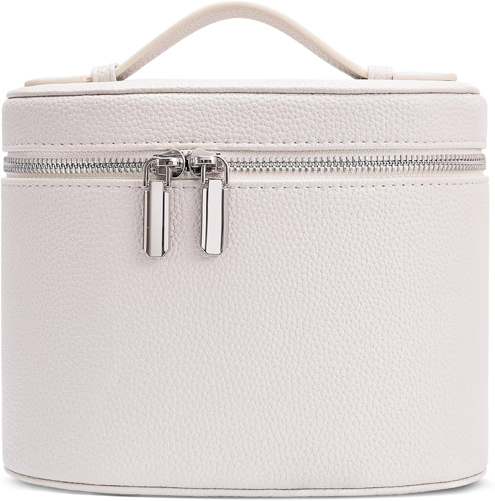 Cosmetic Case, Leather Makeup Bag, Portable Handheld Makeup Case, Detachable Compartments | Amazon (US)