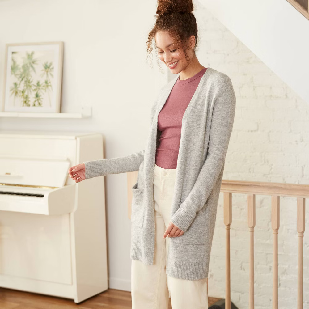 Women's Open-Front Cozy Cardigan - A New Day Heather Gray S | Target