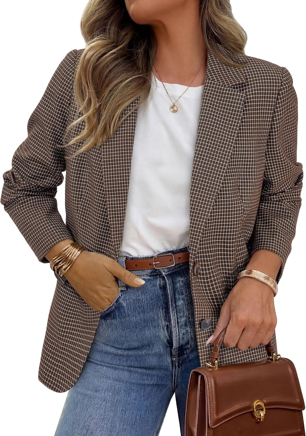 PRETTYGARDEN Fall Plaid Blazers for Women Business Casual | Amazon (US)