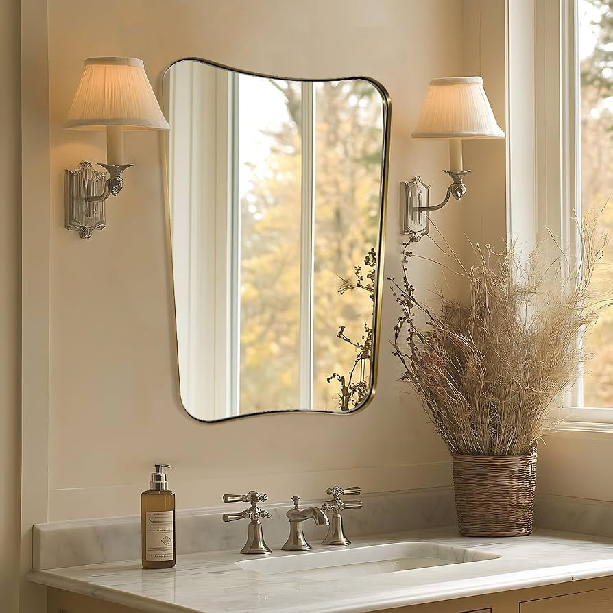 MIRRORART Contemporary 22x30'' Brushed Gold Mirrors | Amazon (US)