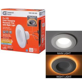 6 in. Selectable CCT Integrated LED Recessed Light Trim with Night Light Feature 670 Lumens 11-Wa... | The Home Depot