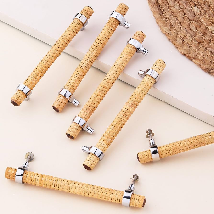 Indian Shelf 6 Piece Adjustable Drawer Pulls Decorative Rattan Boho Wood Cabinet Pulls Handles Un... | Amazon (US)