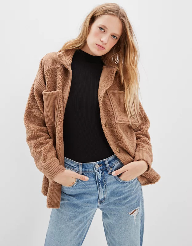 AE Cozy Sherpa Shacket | American Eagle Outfitters (US & CA)