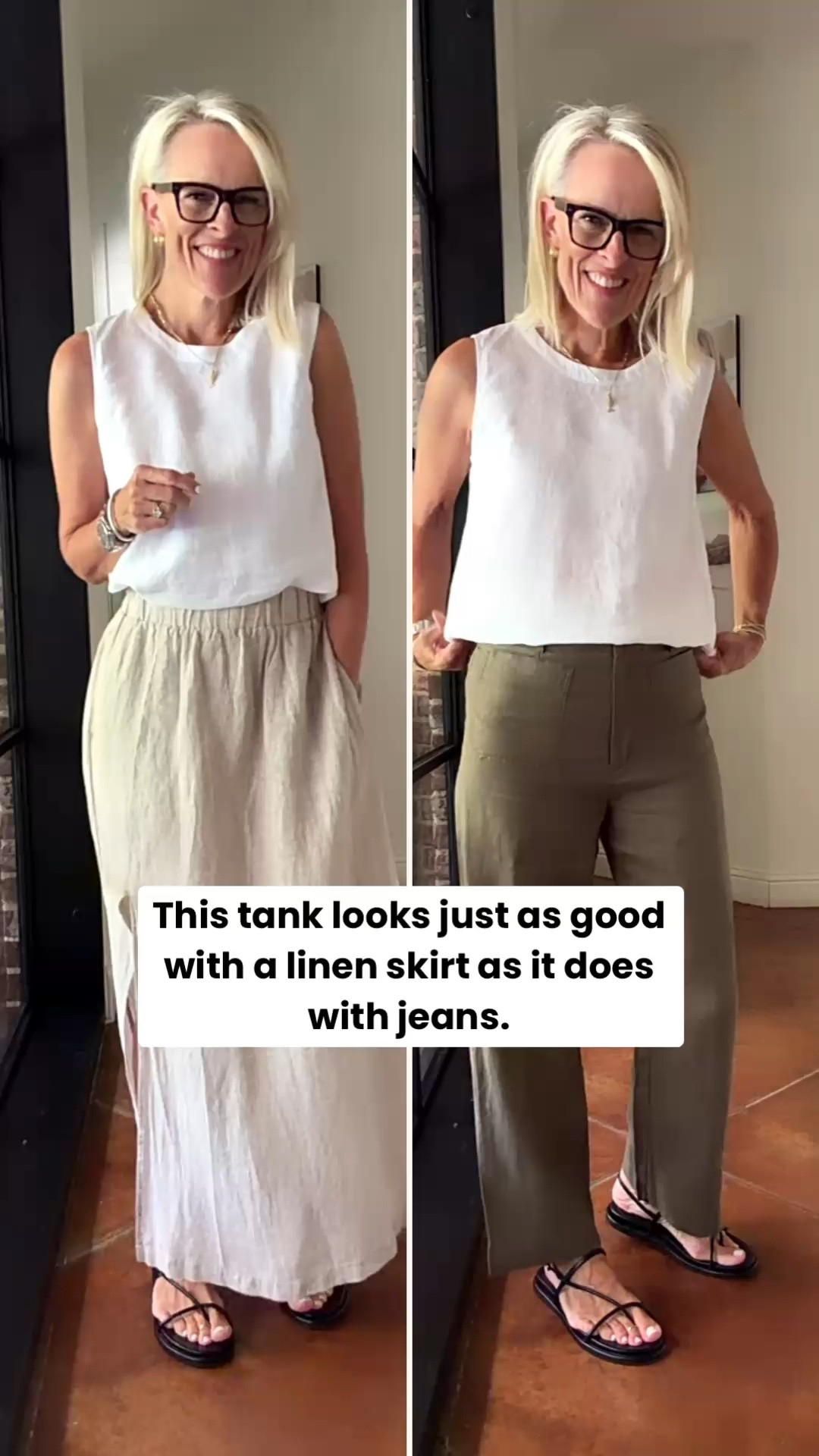 One tank, two completely different looks. I love how this European Linen Tank works just as beautifully with a breezy linen skirt as it does with everyday jeans—an easy, versatile piece that earns its place in your closet.

💡 LTK MADE EASY
❤️ Heart = Support my posts!
🔖 Save = Get sale & restock alerts
📋 Lists = Keep favorites organized
📲 Share = Send lists and products to a friend. Hello, Christmas List!
💬 Comment = Ask me anything about what I’m wearing.:-)

#LTKootd #LTKOver40