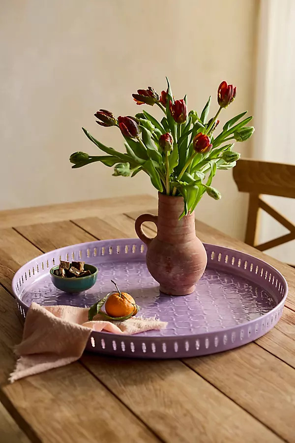 Enamelware Serving Tray, Violet | Anthropologie (US)