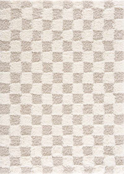 Atira Light Brown Checkered Area Rug | Boutique Rugs