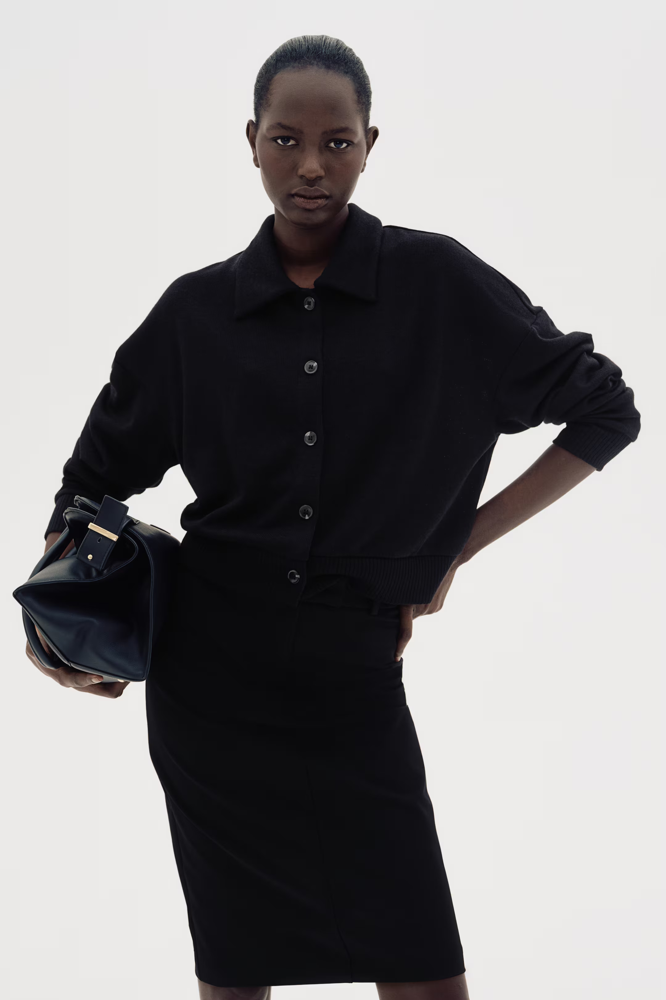 Cardigan with Collar - Black - Ladies | H&M CA | H&M (US + CA)