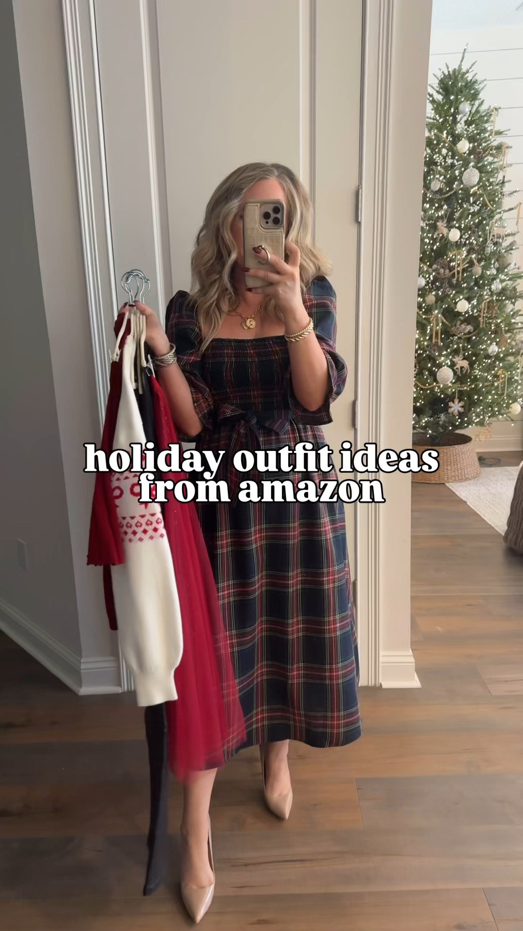 Holiday outfit ideas from Amazon 🎄 Amazon fashion, last-minute holiday look, holiday event, Christmas style, winter style, red, white, green, plaid, women's fashion finds. 

 #LTKHoliday #LTKootd #LTKFindsUnder50