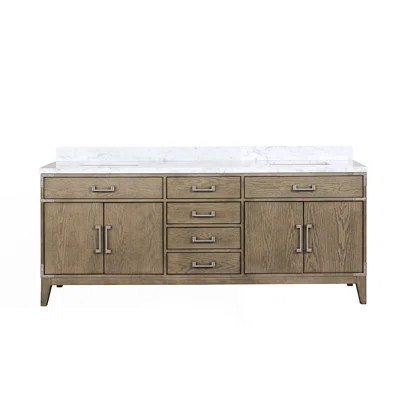 84 In. W X 22 In. D Double Bath Vanity With Carrara Marble Top | Wayfair North America