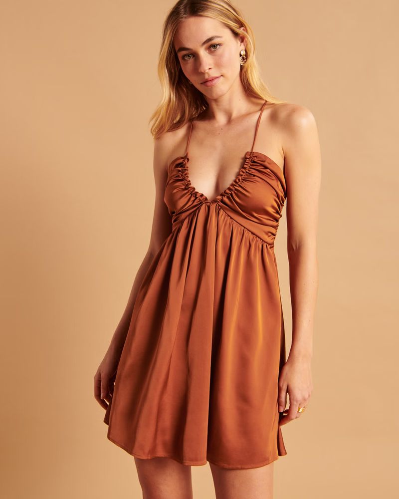 Women's Drama Ruched Mini Dress | Women's Dresses & Jumpsuits | Abercrombie.com | Abercrombie & Fitch (US)