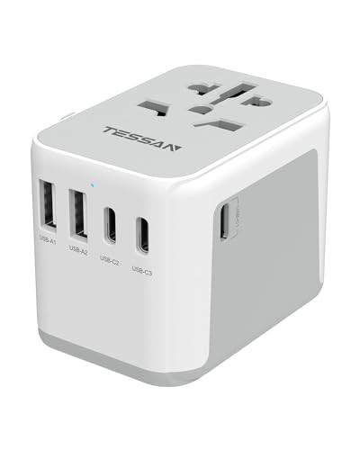TESSAN Universal Travel Adapter, International Power Adapter 5.6A 28W 3 USB C 2 USB A Ports, Trav... | Amazon (US)