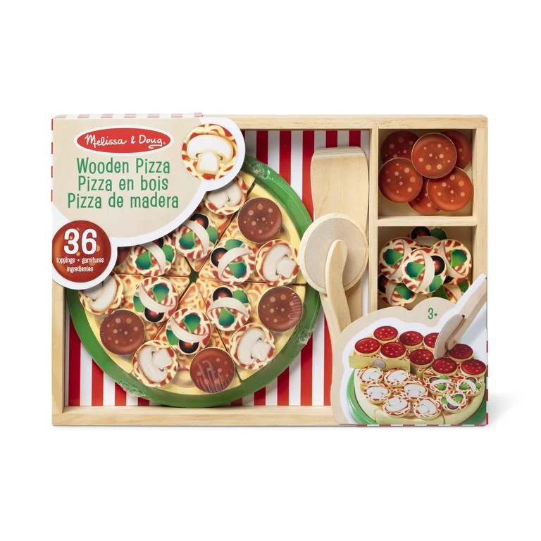Melissa & Doug Wooden Pizza Party Play Food Set with 36 Toppings for Toddlers Age 3+ | Walmart (US)