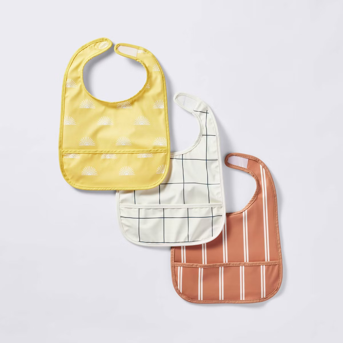 Water-Resistant Bibs - 3pk - Suns/Stripe - Cloud Island™ | Target