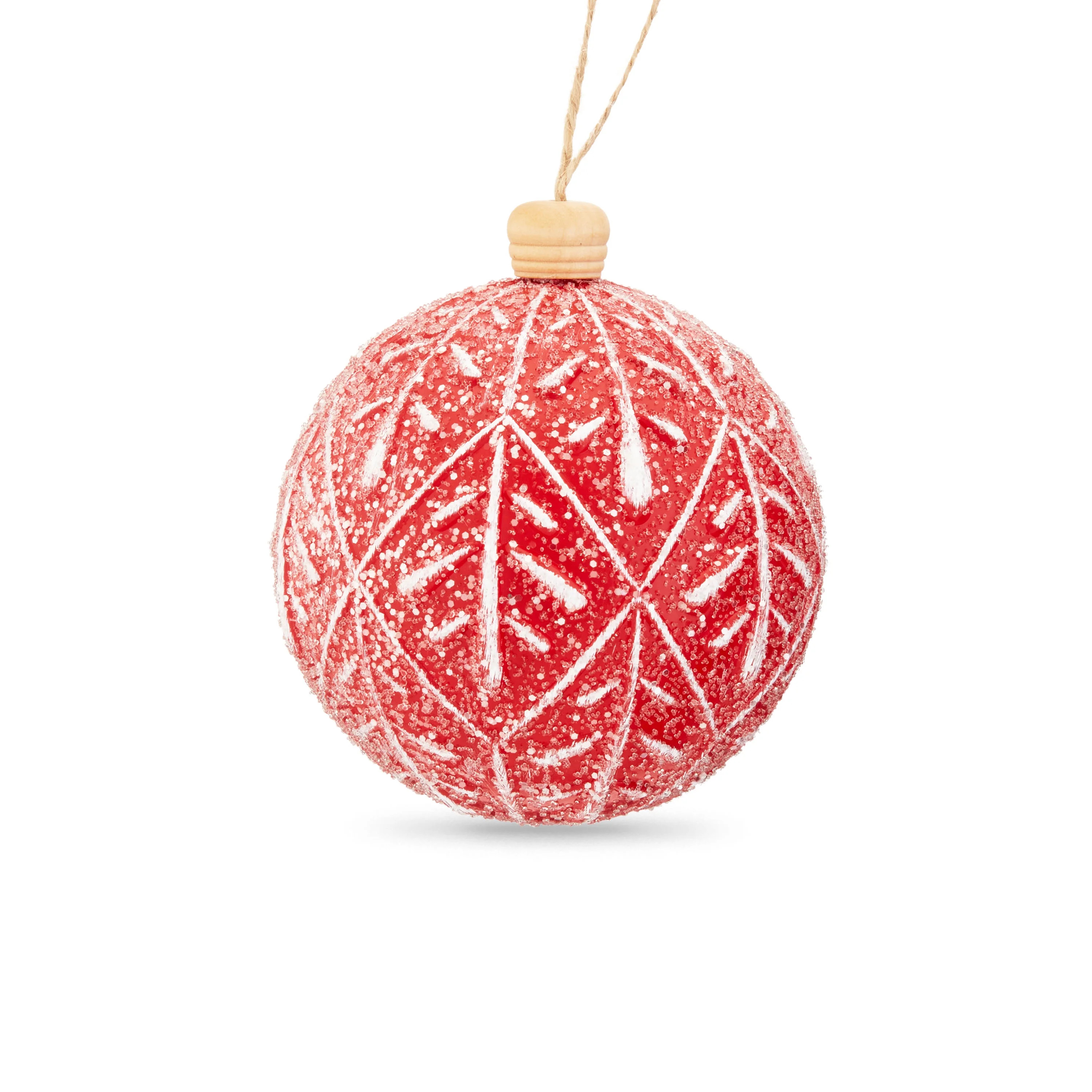 Holiday Time Holly Holidays 4pc Red White Plastic Molded Ball Ornament with Embossed Leaves Detai... | Walmart (US)