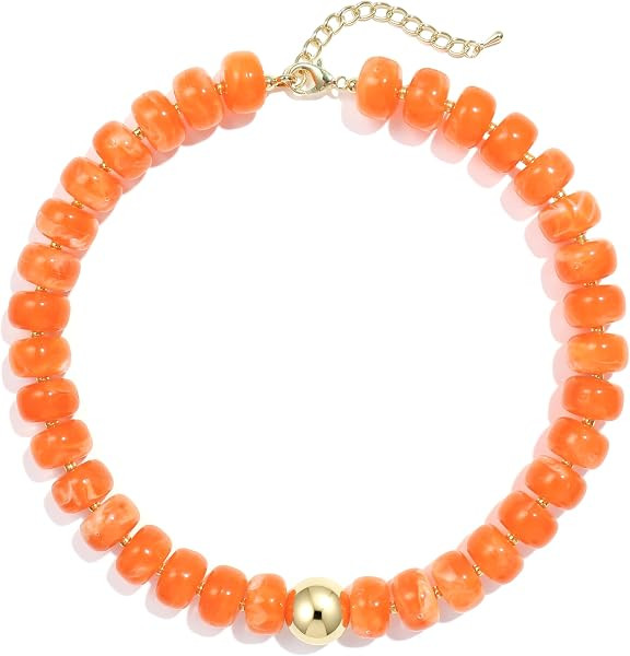 Badu Colorful Chunky Beaded Choker Necklace, Acrylic Colorful Bead Statement Necklaces, Adjustable Summer Beach Jewelry Gift for Women | Amazon (US)