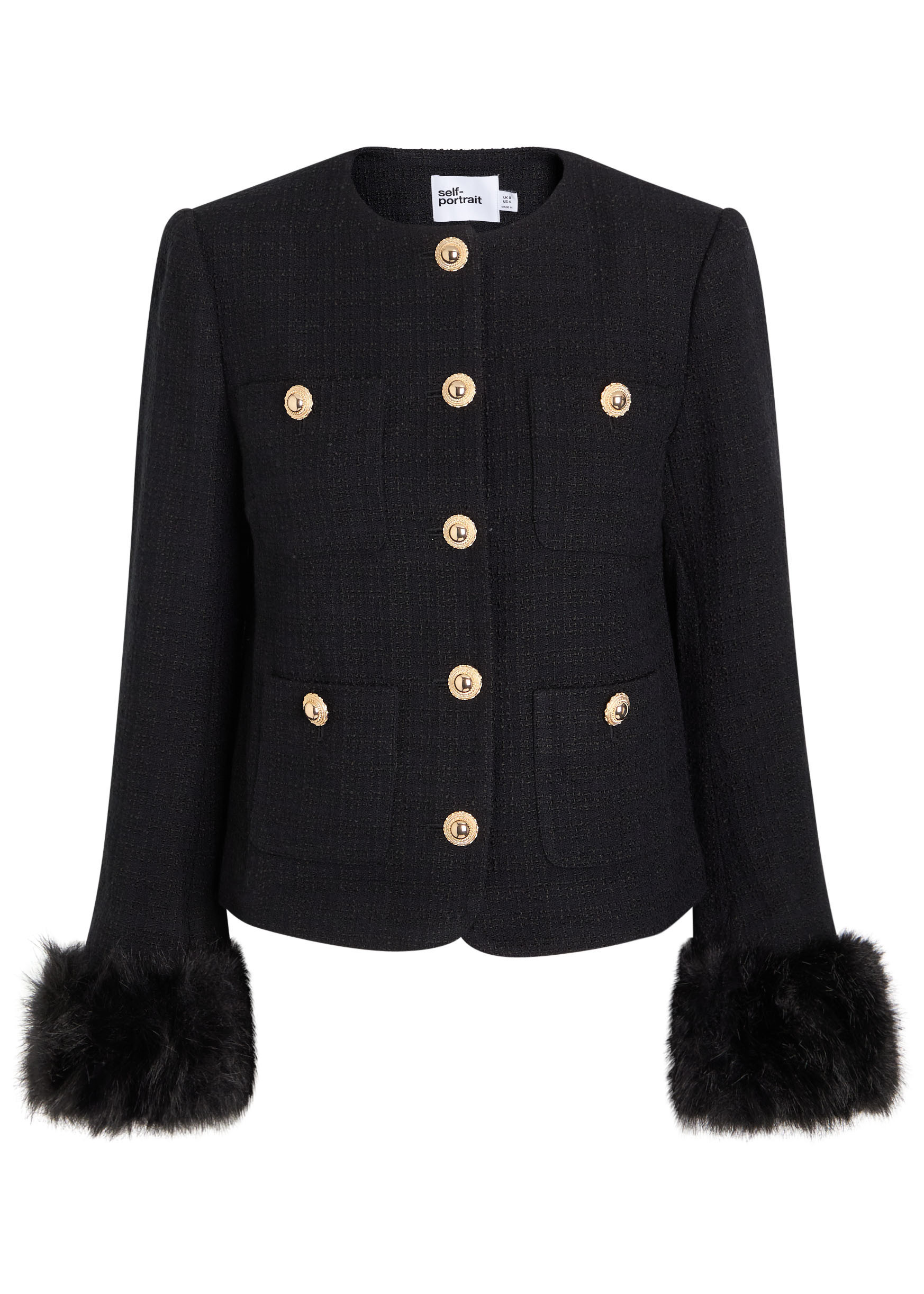 Faux fur-trimmed bouclé tweed jacket | Harvey Nichols