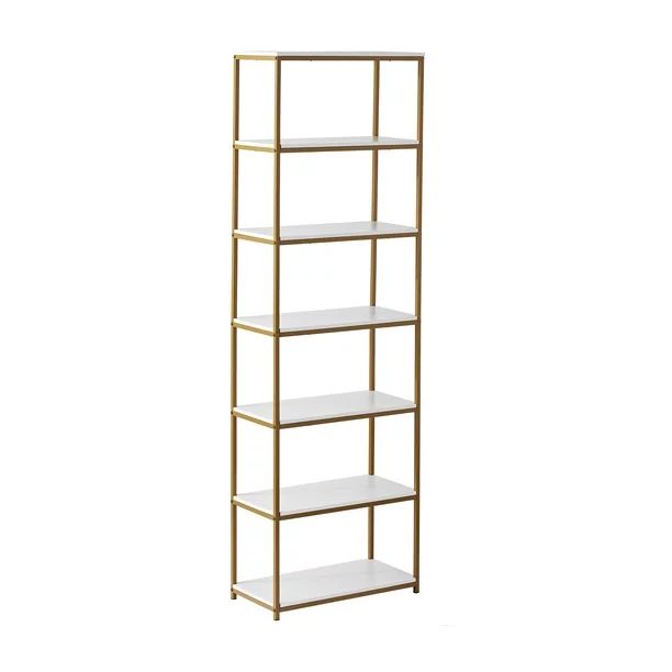 Mainstays 6-Shelf Gold Metal Frame Bookcase, White - Walmart.com | Walmart (US)