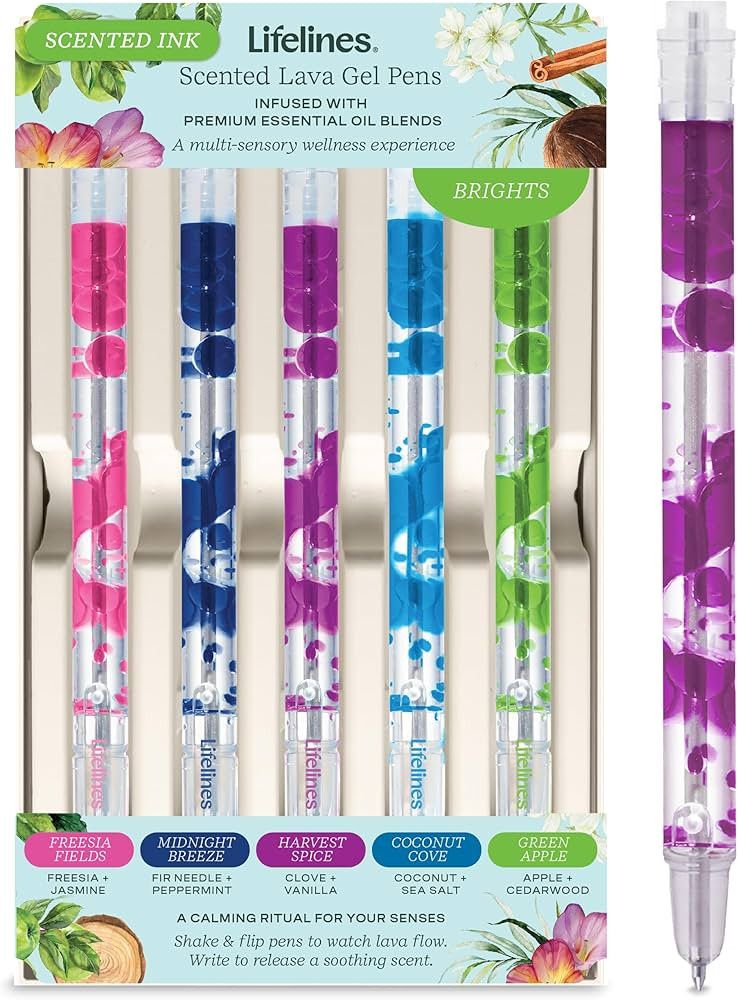 Lifelines Scented Lava Gel Pen Set, 5-Pack (Brights) - 0.5mm Colored Gel Pens Infused with Scente... | Amazon (US)