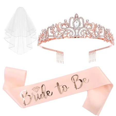 3 Pcs Bachelorette Party Decorations, Bride to Be Sash, Tiara, Crown, bridal shower, Bachelorette Party Supplies, Gifts, Favors (Rose Gold) | Walmart (US)