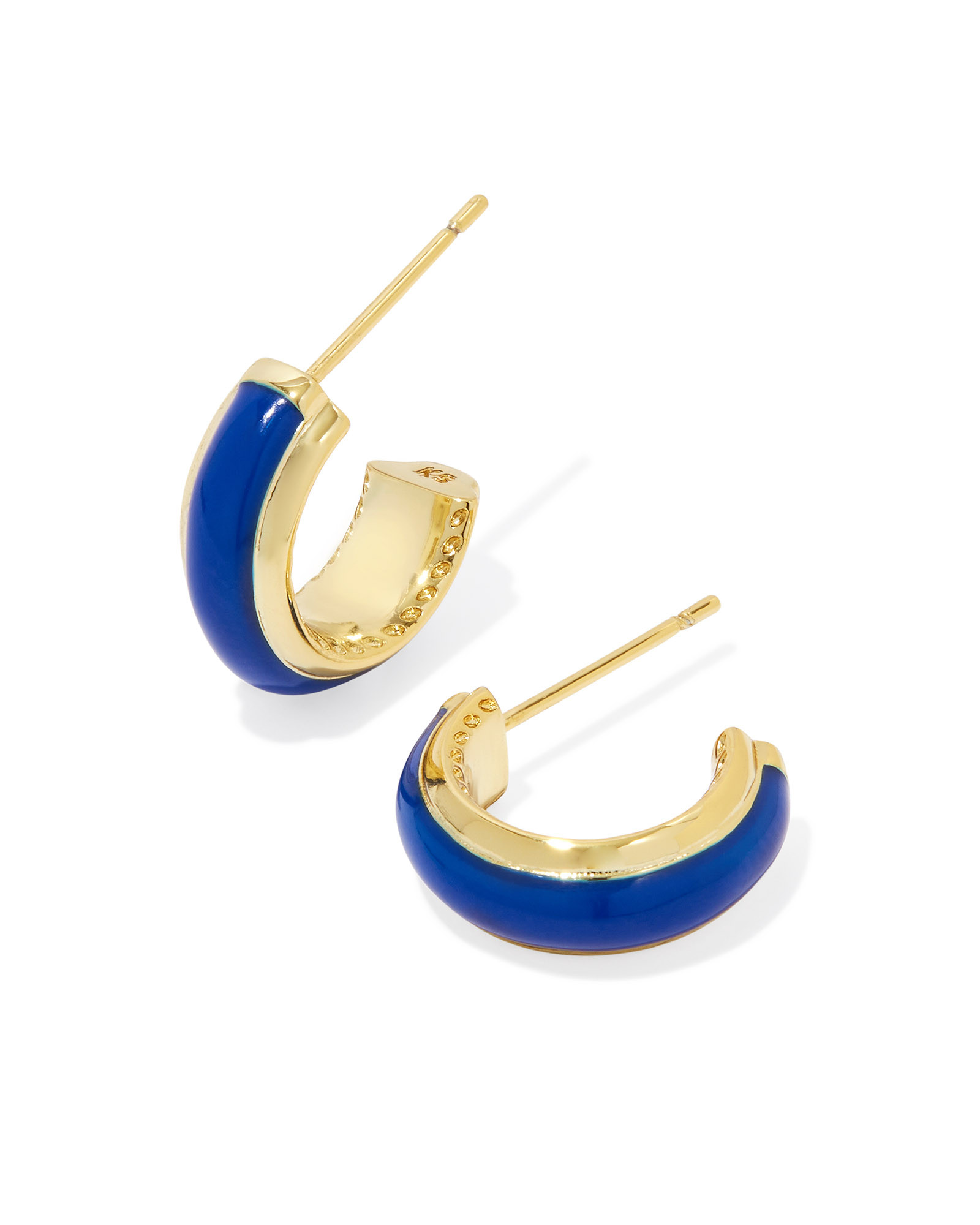 Ainsley Gold Huggie Earrings in Blue Enamel | Kendra Scott