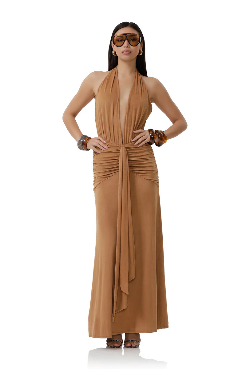 Heidi Suede Dress - Caramel | ShopAFRM