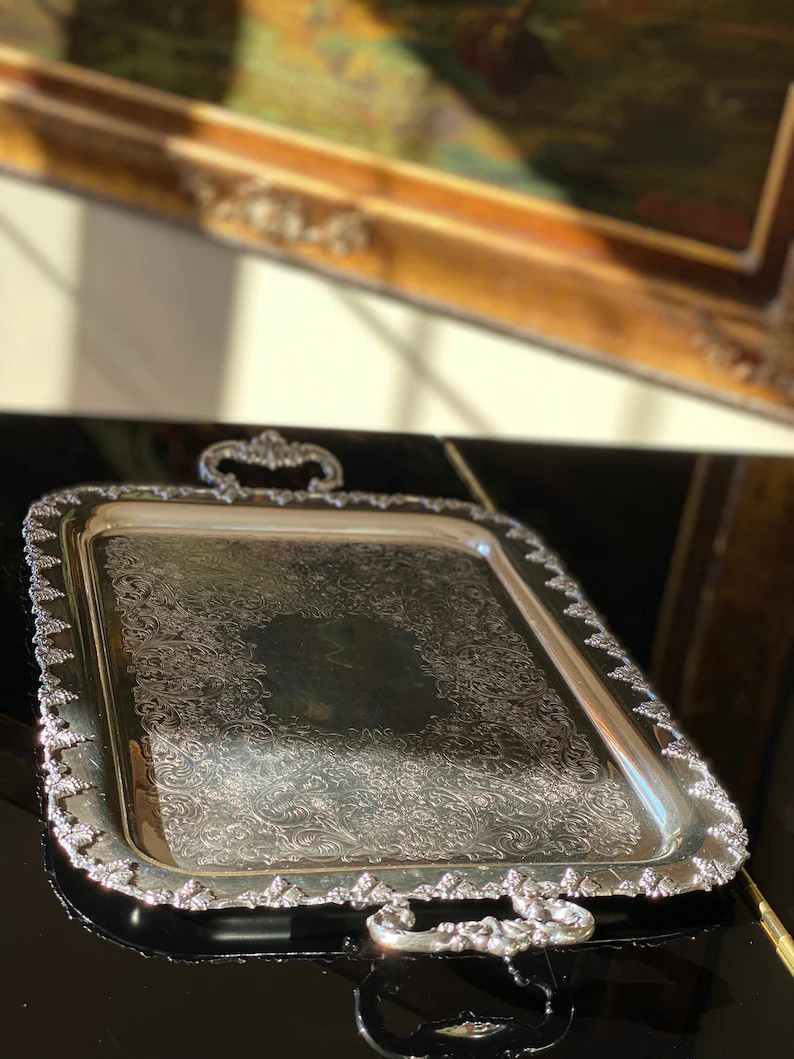 Rogers Silver Plated Tray With Grape Detail - Etsy | Etsy (US)
