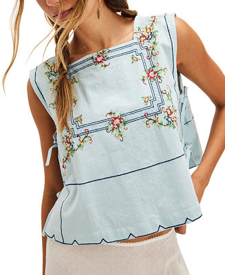 Women's Sleeveless Garden Wall Embroidery Top | Macy's