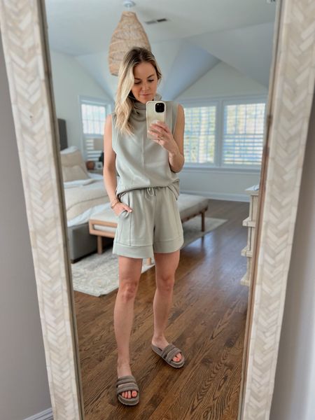 Varley double soft matching set, size small top + XS shorts // I’m a 7.5 and did size 8 in sandals 

Casual spring outfit, loungewear, travel outfit, running errands 

#LTKSeasonal #LTKtravel #LTKunder100