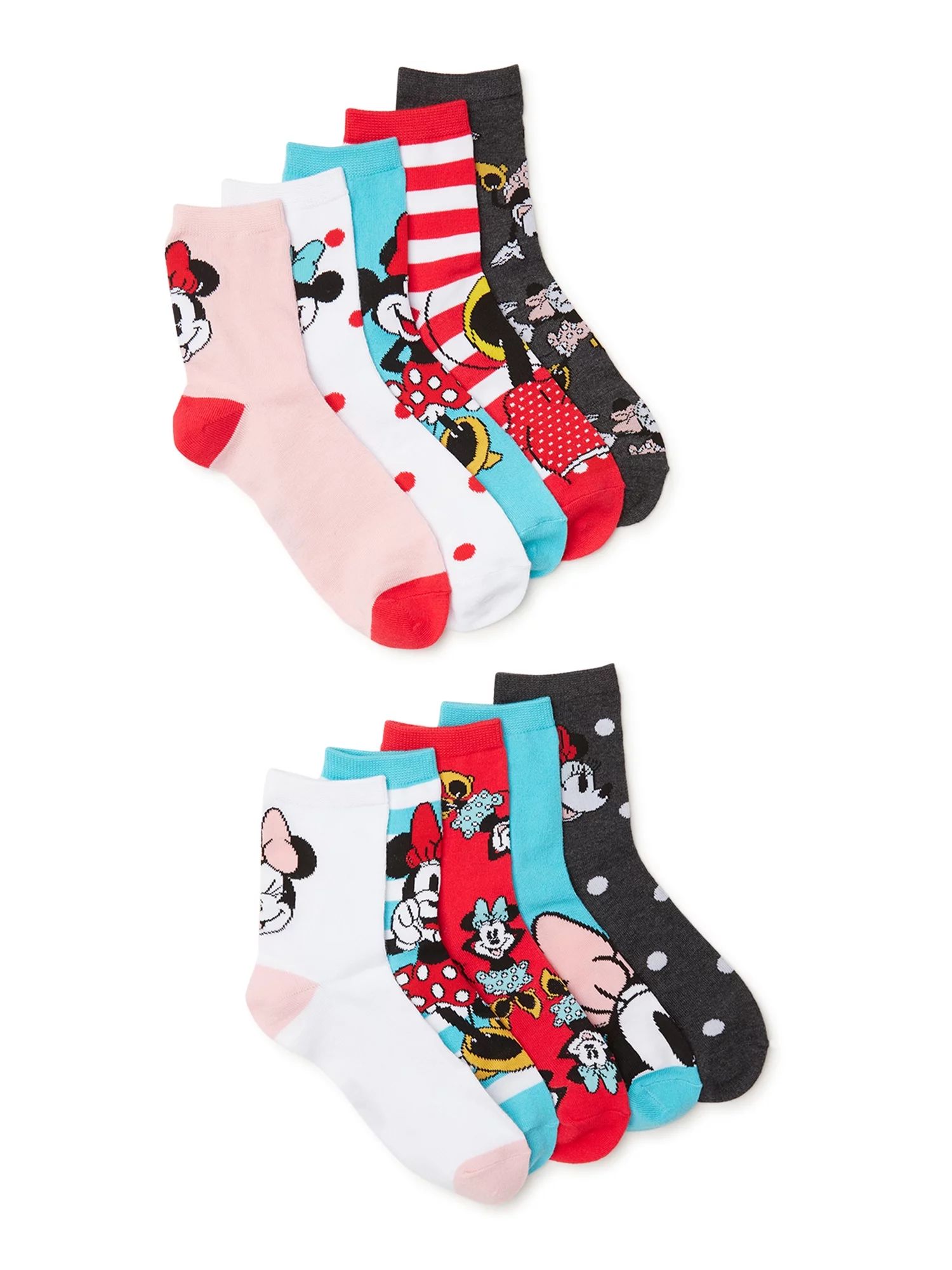 Disney Minnie Mouse Women's Crew Socks, 10-Pack, Shoe Sizes 4-10 | Walmart (US)