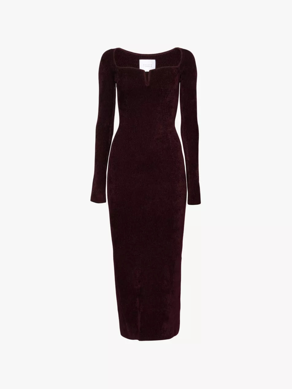 Freya notched-neckline long-sleeve knitted midi dress | Selfridges