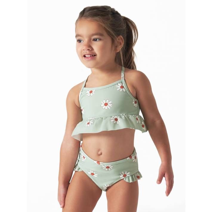 Modern Moments by Gerber Baby and Toddler Girls Ruffle Bikini with UPF 50+, 2-Piece, Sizes 12M-5T | Walmart (US)
