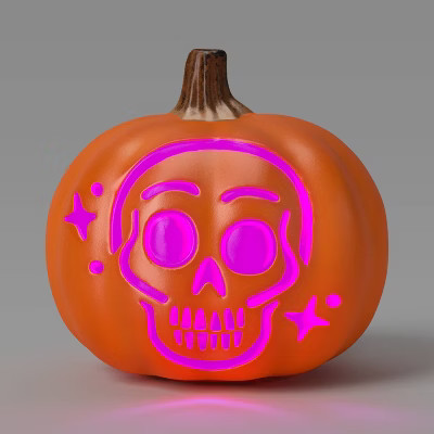 9" Lit Pumpkin Skull Halloween Decorative Prop with Timer - Hyde and EEK! Boutique™ | Target