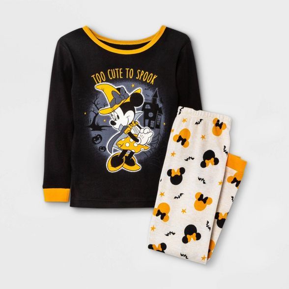 Toddler Girls' 2pc Minnie Mouse Halloween Snug Fit Pajama Set - Black | Target