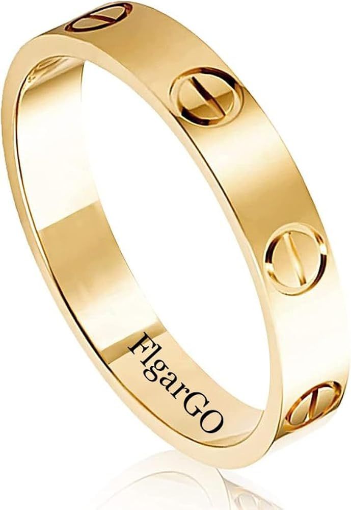FlgarGO Love Rings with Screw Design Band Rings Gold 18k Titanium Steel Wedding Ring Jewelry Anni... | Amazon (US)
