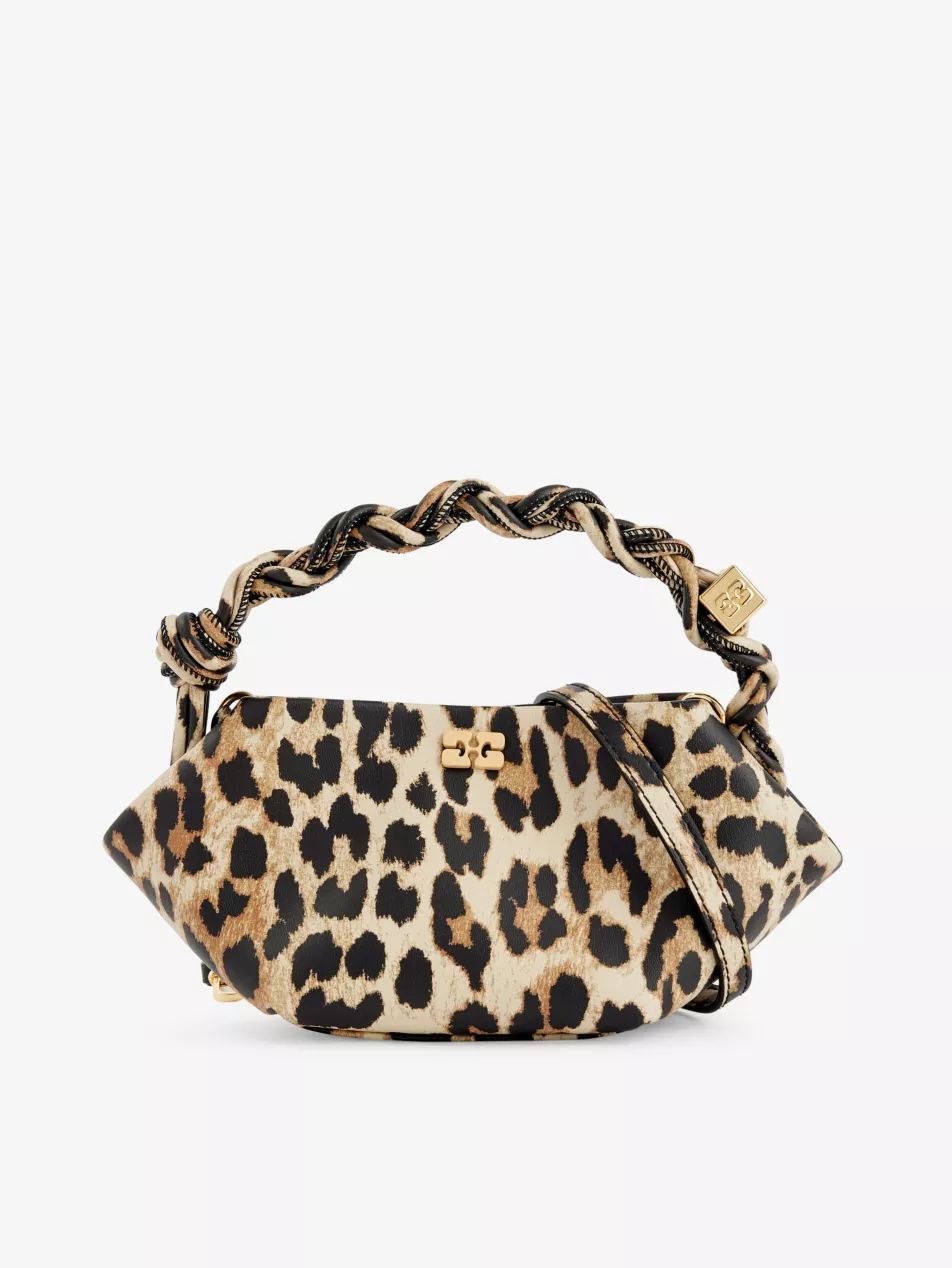 Bou leopard-print recycled-leather top-handle bag | Selfridges