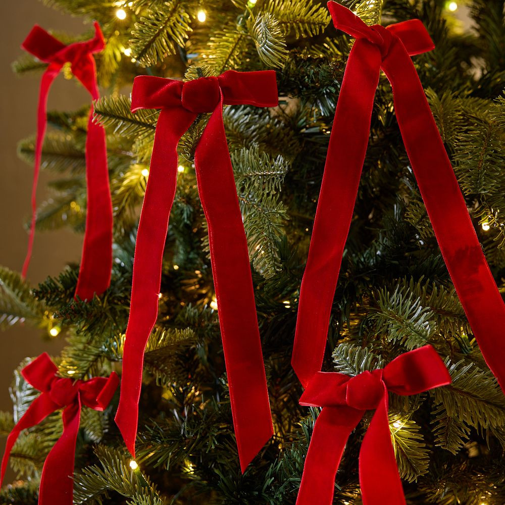 Red Velvet Clip-On Bow Ornaments (Set of 6) | West Elm (US)