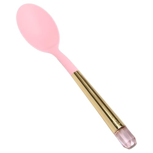 Paris Hilton Solid Spoon with Pink Jewel Shaped Handle, Heat-Resistant up to 400°F, Dishwasher Safe Kitchen Tools and Utensil, Pink and Gold | Amazon (US)