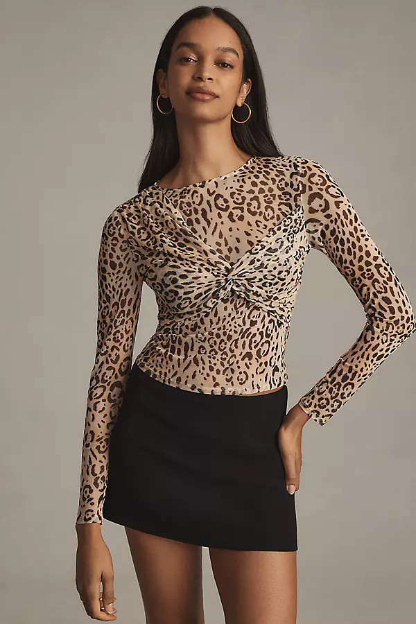Emma Leopard Mesh Top | Anthropologie (US)