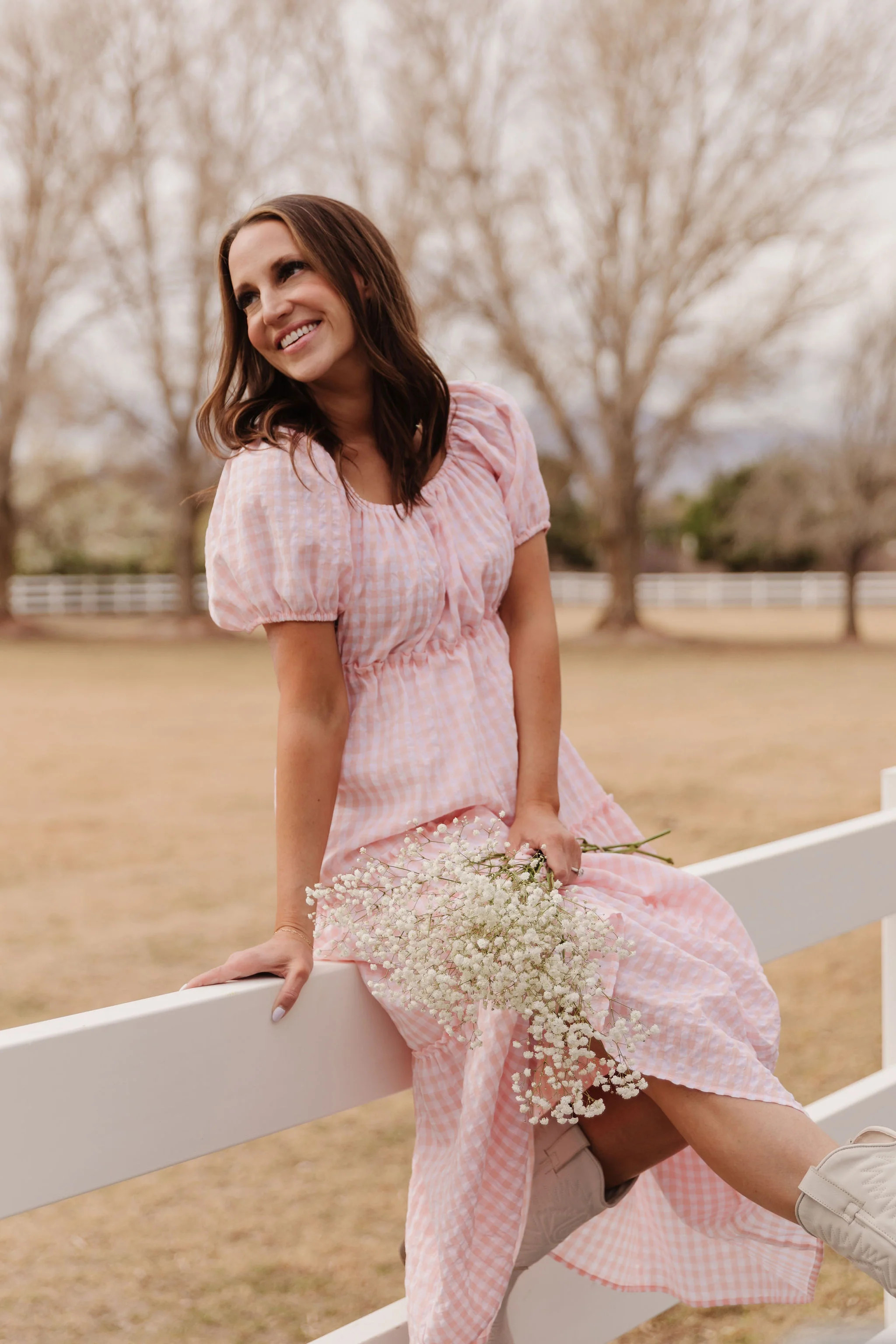 THE EVERMORE DRESS IN PEACH GINGHAM BY PINK DESERT | Pink Desert