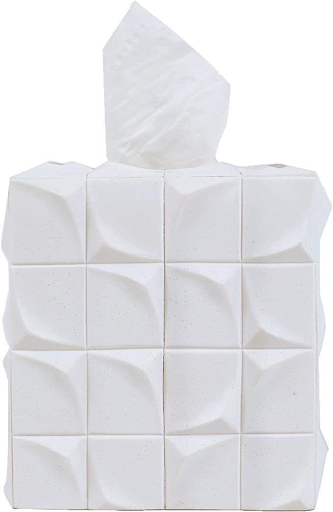 Hymmah Modern Square Tissue Box Cover Holder,Bathroom Accessories Decor Unique Design Tissue Box ... | Amazon (US)