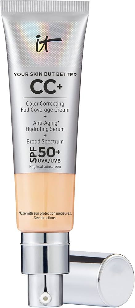 IT Cosmetics Your Skin But Better CC+ Cream - Color Correcting Cream, Full-Coverage Foundation, Hydrating Serum & SPF 50+ Sunscreen - Natural Finish - 1.08 fl oz | Amazon (US)