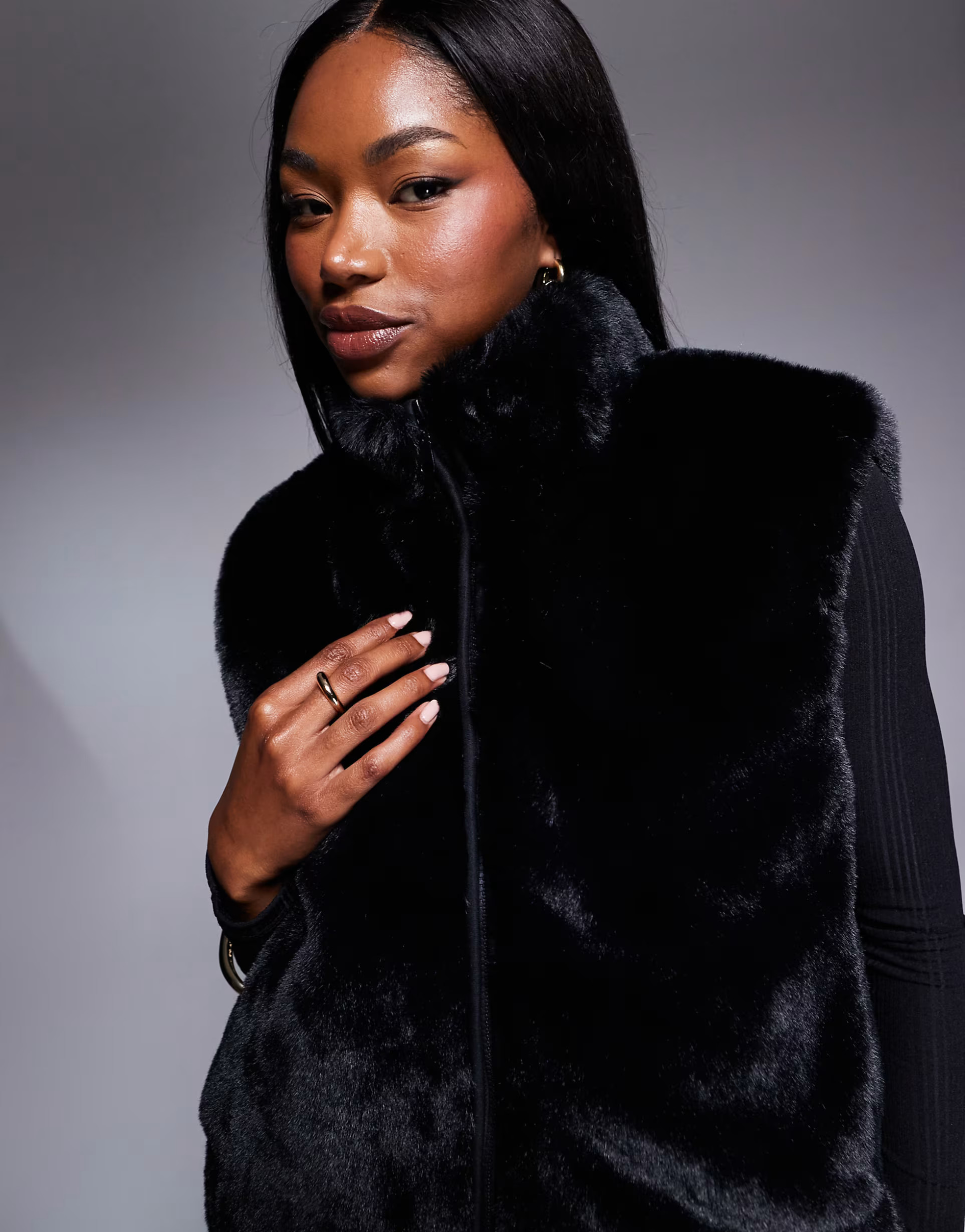 South Beach Faux fur gilet in black | ASOS (Global)