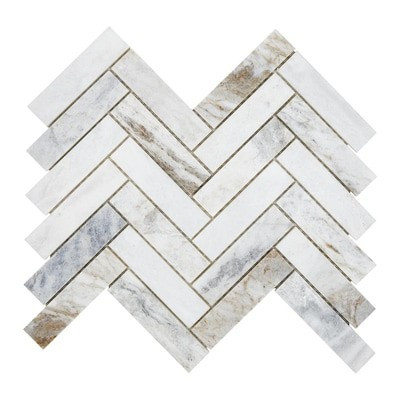American Olean Genuine Stone White Ember 11-in x 12-in Honed Natural Stone Marble Herringbone Flo... | Lowe's