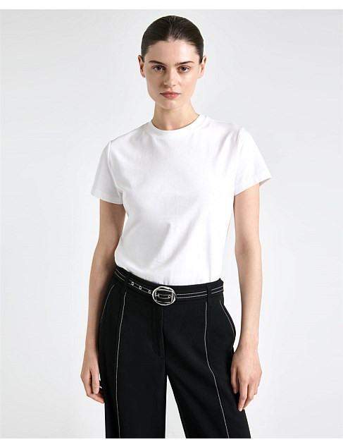 Cue White Fitted Pima Cotton Tee | David Jones | David Jones (Australia & New Zealand)