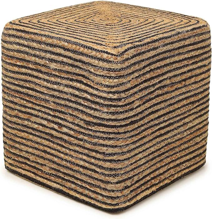 · REDEARTH · Cube Pouf Foot Stool Ottoman - Jute Braided Pouffe Poof Accent Sitting Footrest fo... | Amazon (US)