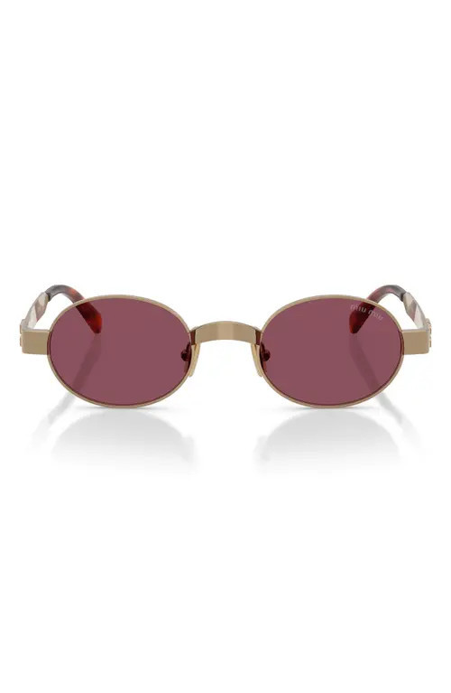 Miu Miu 47mm Small Oval Sunglasses in Brass /Dark Violet at Nordstrom | Nordstrom