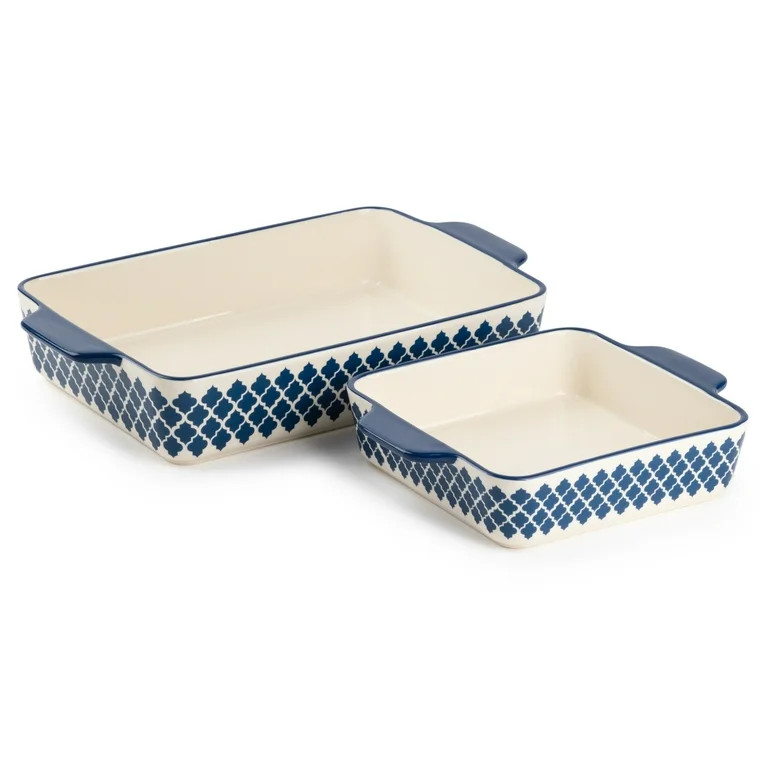 Thyme & Table Stoneware Square & Rectangular Baker, Blue Pattern, 2-Piece Set | Walmart (US)
