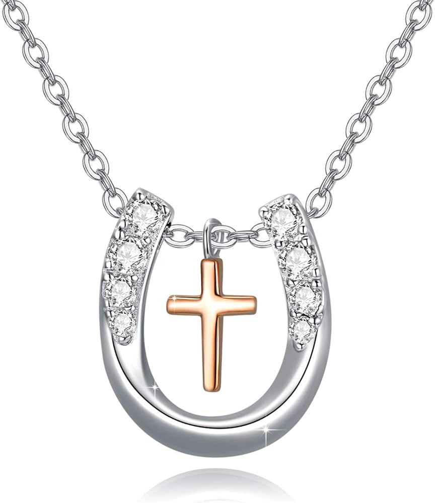 MEDWISE Horse Pendant Necklace for Women Girls - Silver Lucky Horse in Heart Embrace Necklace - J... | Amazon (US)