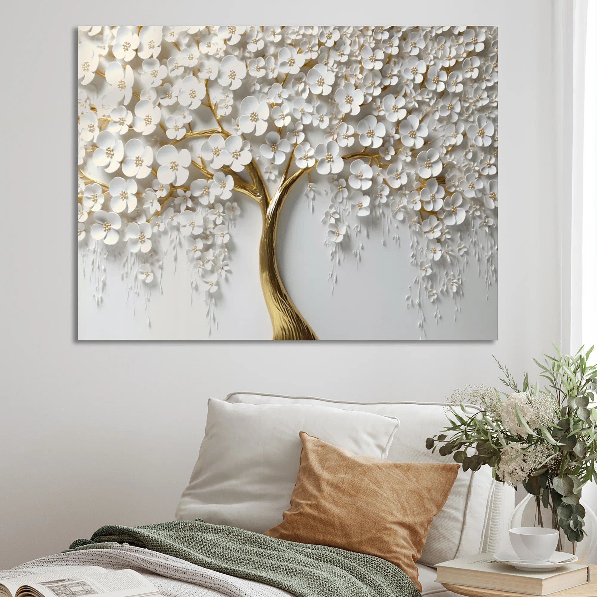 Plainfield White Orchid Tree Garden Of Branches III - Tree Floral Canvas Wall Art, Tree Wall Art ... | Wayfair North America