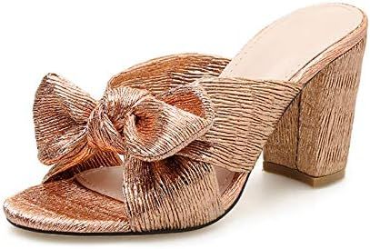 Bow Thick Gold Heel Sandals Women's Shoes | Amazon (US)